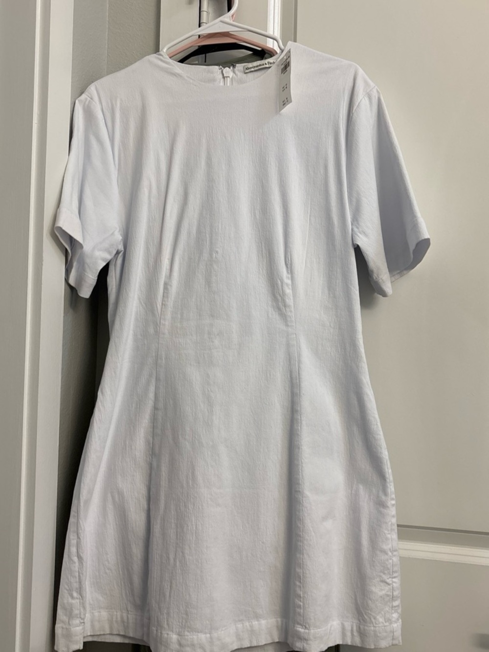 Abercrombie & Fitch White Textured Short Sleeve Shift
